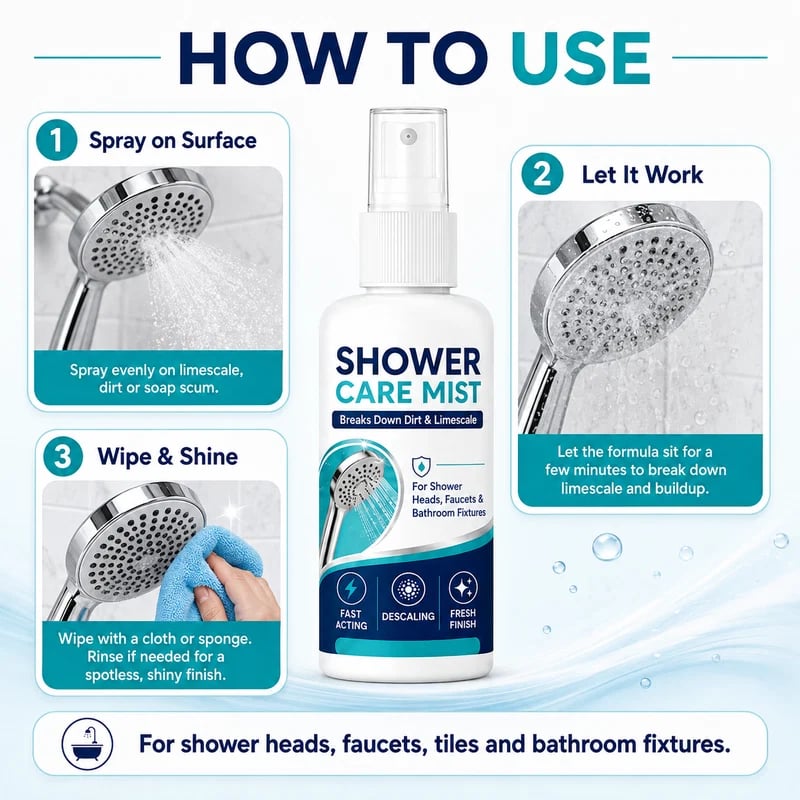 Bathroom Limescale Remover Spray – For Showerheads, Faucets & Bathroom Fixtures